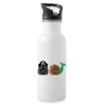 Cochon d’Inde à barbe noire avec cochon d’Inde sirène - Gourde avec paille intégrée - blanc - Droite