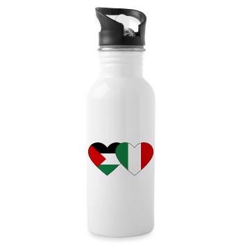 Palestine Italie drapeau coeur - Gourde avec paille intégrée - blanc - Droite