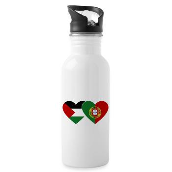 Palestine Portugal Drapeau Coeur - Gourde avec paille intégrée - blanc - Droite