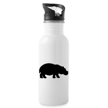 nilpferd silhouette - Trinkflasche mit integriertem Trinkhalm - Weiß - Rechts