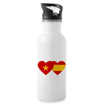 Vietnam Spanien Flagge Herz - Trinkflasche mit integriertem Trinkhalm - Weiß - Rechts