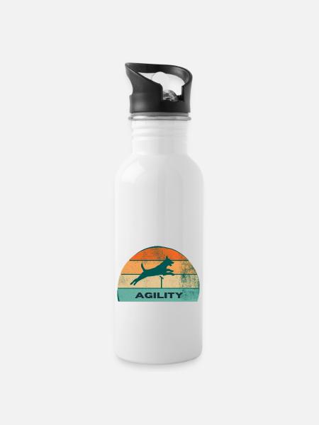 Hundesport - Agility - Trinkflasche mit integriertem Trinkhalm - Weiß