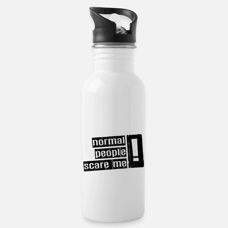 Normale Menschen machen mir Angst - Psych Design - Trinkflasche mit integriertem Trinkhalm - Weiß