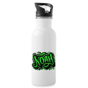 Noah Name Graffiti Green - Water bottle with straw - white - Right