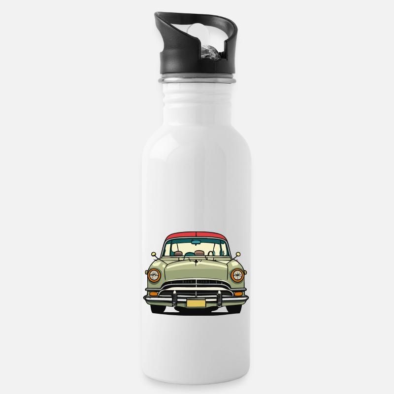 Voiture de collection - Gourde avec paille intégrée - blanc