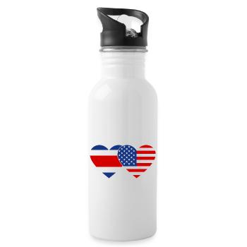 Coeur de drapeau du Costa Rica USA - Gourde avec paille intégrée - blanc - Droite