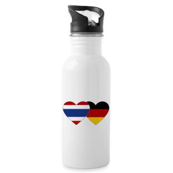 Thaïlande Allemagne Drapeau Coeur - Gourde avec paille intégrée - blanc - Droite