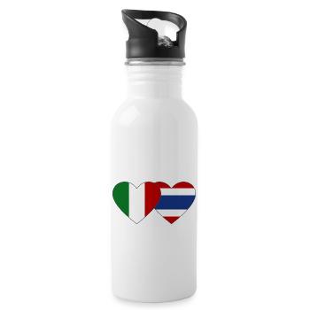 Italie Thaïlande Drapeau Coeur - Gourde avec paille intégrée - blanc - Droite