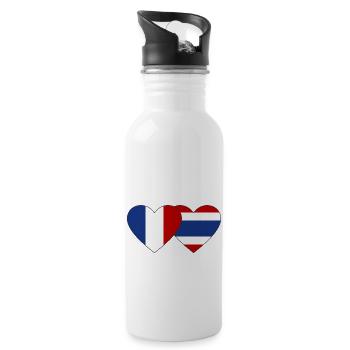 France Thaïlande Drapeau Coeur - Gourde avec paille intégrée - blanc - Droite