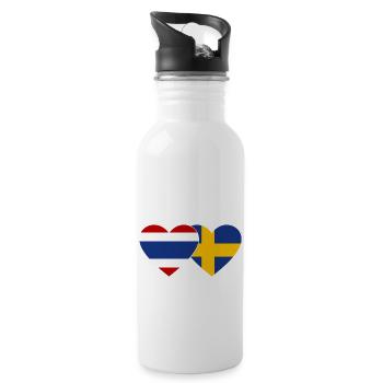 Thaïlande Suède Drapeau Coeur - Gourde avec paille intégrée - blanc - Droite
