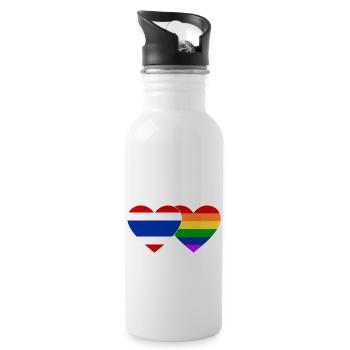 Coeur de drapeau LGBT de Thaïlande - Gourde avec paille intégrée - blanc - Droite