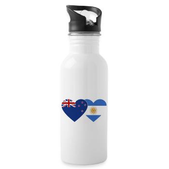 Coeur de drapeau de la Nouvelle-Zélande Argentine - Gourde avec paille intégrée - blanc - Droite