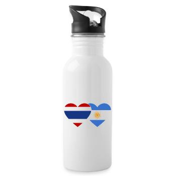 Coeur de drapeau Thaïlande Argentine - Gourde avec paille intégrée - blanc - Droite