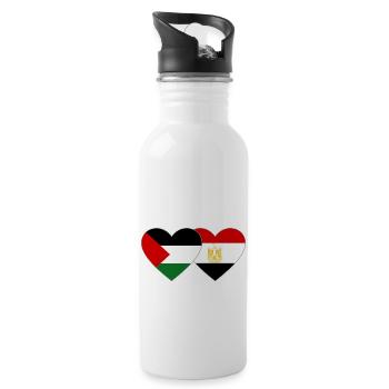 Palestine Egypte Drapeau Coeur - Gourde avec paille intégrée - blanc - Droite