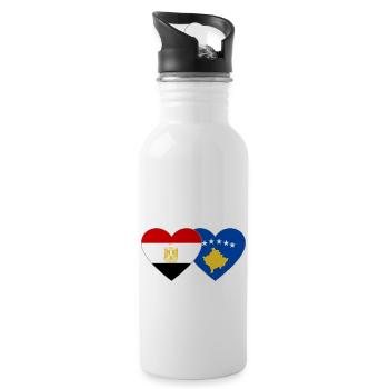Egypte Kosovo Drapeau Coeur - Gourde avec paille intégrée - blanc - Droite