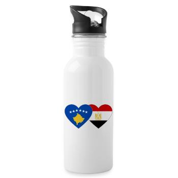 Kosovo Egypte Drapeau Coeur - Gourde avec paille intégrée - blanc - Droite