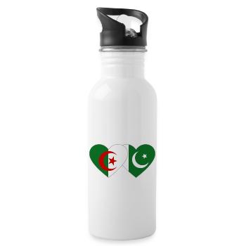 Algeria Pakistan Flag Heart - Water bottle with straw - white - Right