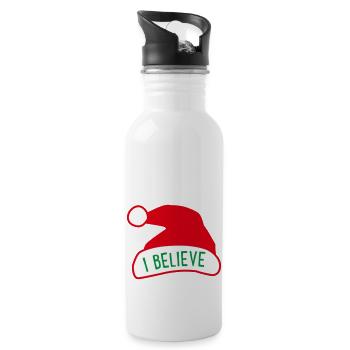 Ich glaube an den Weihnachtsmann - Trinkflasche mit integriertem Trinkhalm - Weiß - Rechts