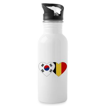 Corée du Sud Belgique Drapeau Coeur - Gourde avec paille intégrée - blanc - Droite