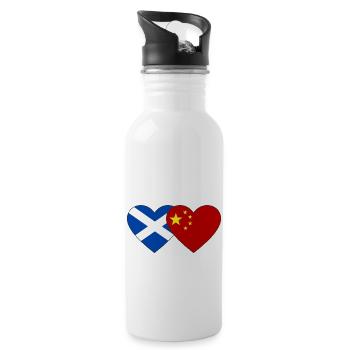 Scotland China Flag Heart - Water bottle with straw - white - Right