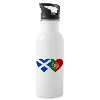 Ecosse Portugal Drapeau Coeur - Gourde avec paille intégrée - blanc - Droite