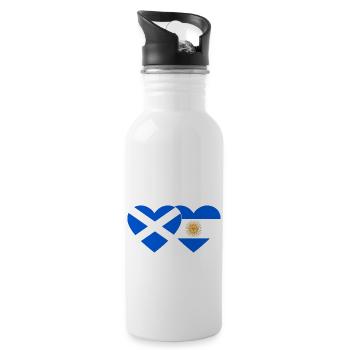 Schottland Argentinien Flagge Herz - Trinkflasche mit integriertem Trinkhalm - Weiß - Rechts