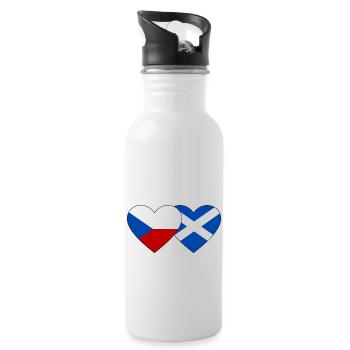 République tchèque Ecosse drapeau coeur - Gourde avec paille intégrée - blanc - Droite