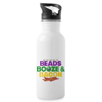 Beads Booze & Bacon Carnival Mardi Gras - Water bottle with straw - white - Right