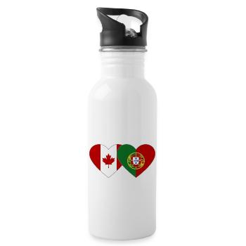 Coeur de drapeau Canada Portugal - Gourde avec paille intégrée - blanc - Droite