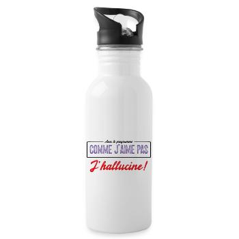 Avec Le Programme Comme J'aime Pas, J'hallucine! - Gourde avec paille intégrée - blanc - Droite