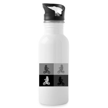 Junior Biker Pop Art grey - Water bottle with straw - white - Right