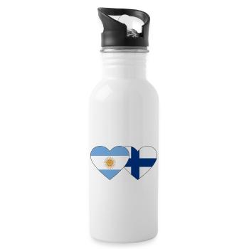 Argentinien Finnland Flagge Herz - Trinkflasche mit integriertem Trinkhalm - Weiß - Rechts