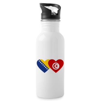 Bosnie Tunisie Drapeau Coeur - Gourde avec paille intégrée - blanc - Droite