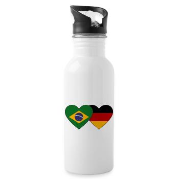 Brésil Allemagne Drapeau Coeur - Gourde avec paille intégrée - blanc - Droite