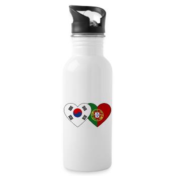 Corée du Sud Portugal Drapeau Coeur - Gourde avec paille intégrée - blanc - Droite