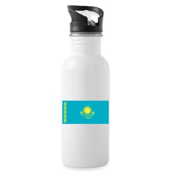 Kazakhstan Flag / Drapeau Kazakhstan - Water bottle with straw - white - Right