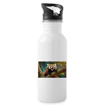 Cute animals chilling – red panda - Water bottle with straw - white - Right