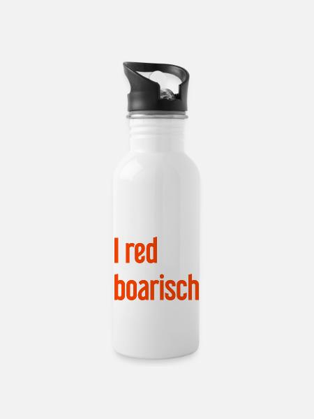 I red boarisch - Trinkflasche mit integriertem Trinkhalm - Weiß