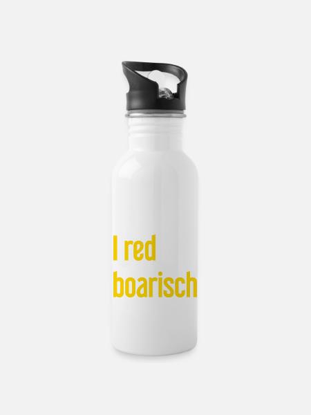 I red boarisch - Trinkflasche mit integriertem Trinkhalm - Weiß