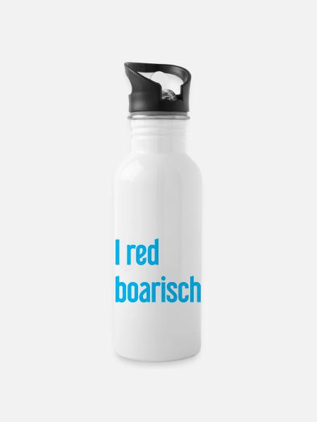 I red boarisch - Trinkflasche mit integriertem Trinkhalm - Weiß