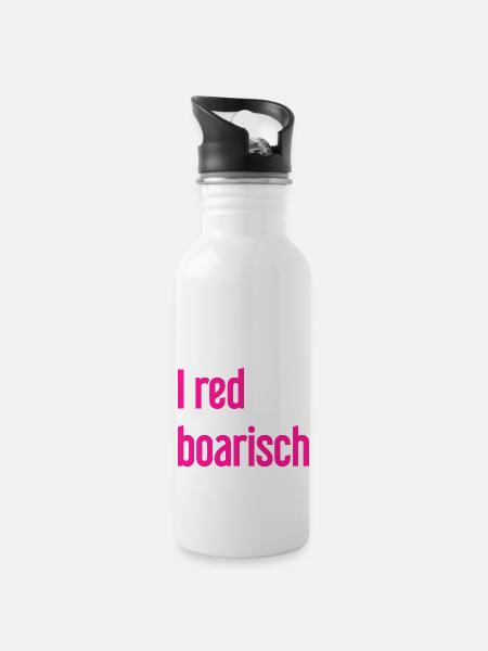 I red boarisch - Trinkflasche mit integriertem Trinkhalm - Weiß