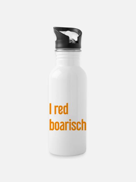 I red boarisch - Trinkflasche mit integriertem Trinkhalm - Weiß