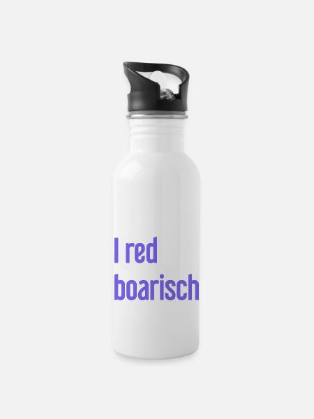 I red boarisch - Trinkflasche mit integriertem Trinkhalm - Weiß