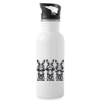 Hear See Say Nothing Bunny - Water bottle with straw - white - Right