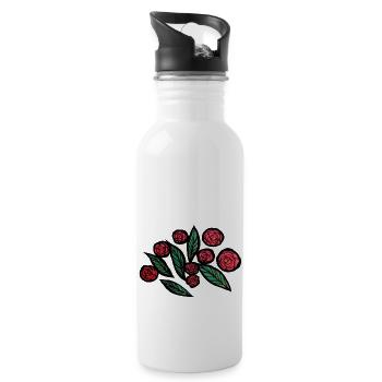 Rosen - Trinkflasche mit integriertem Trinkhalm - Weiß - Rechts
