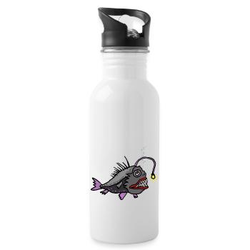 Anglerfisch - Trinkflasche mit integriertem Trinkhalm - Weiß - Rechts