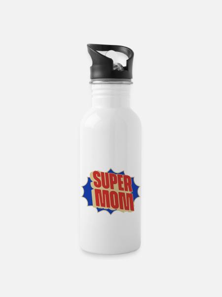 Super Maman - Gourde avec paille intégrée - blanc