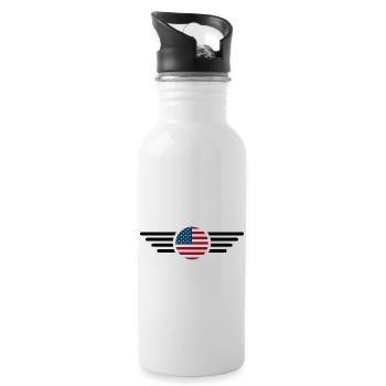 USA Freedom Spirit T-Shirt - Water bottle with straw - white - Right