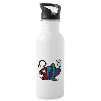 Anglerfisch - Trinkflasche mit integriertem Trinkhalm - Weiß - Rechts