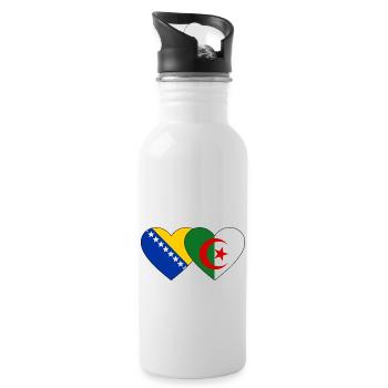 Bosnia Algeria Flag Heart - Water bottle with straw - white - Right